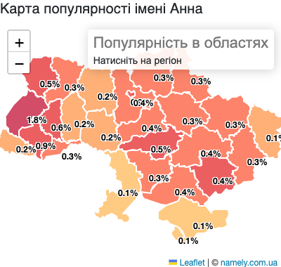 Map of popularity of name Anna