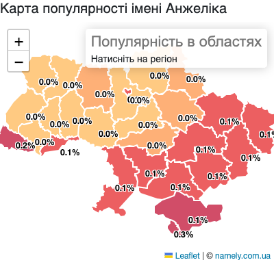 Map of popularity of name Anzhelika