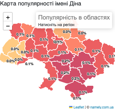 Map of popularity of name Dina