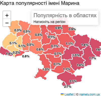 Map of popularity of name Maryna